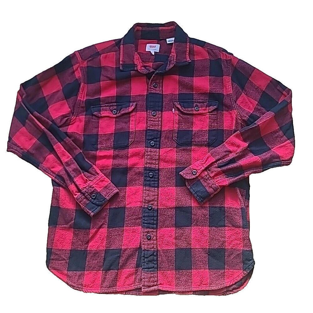 Levi's Classic Worker Over Shirt Buffalo Plaid Mens Medium 19587 Flannel Cotton